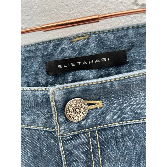 Elie Tahari Womens Mid Rise Bootcut Leg Denim Jeans Blue Sz L/XL - Picture 13 of 13